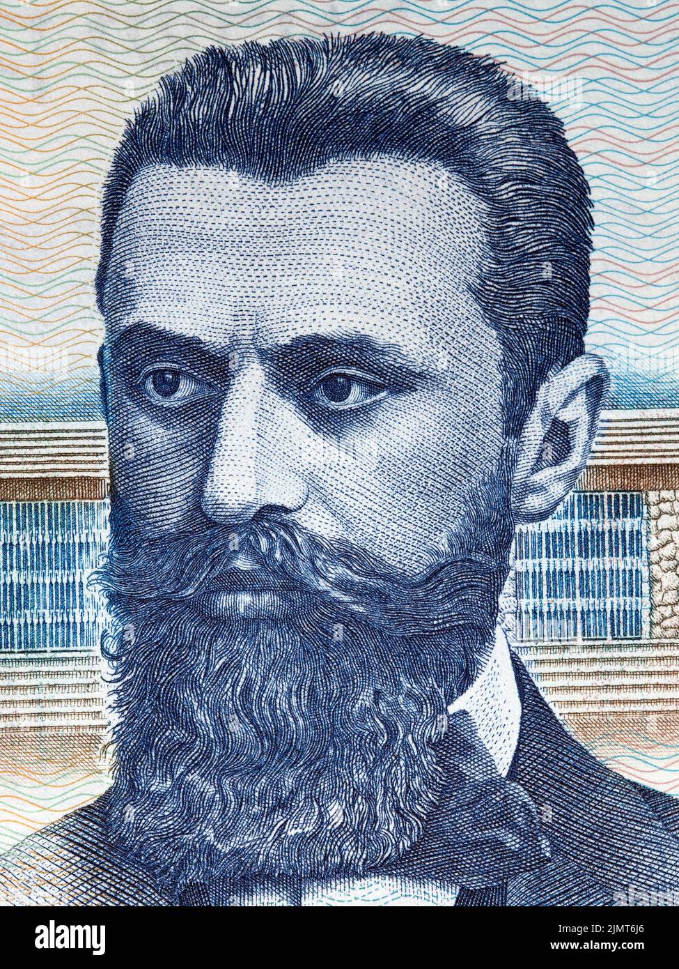 Theodor Herzl de l'ancien portrait argent israélien Banque D'Images