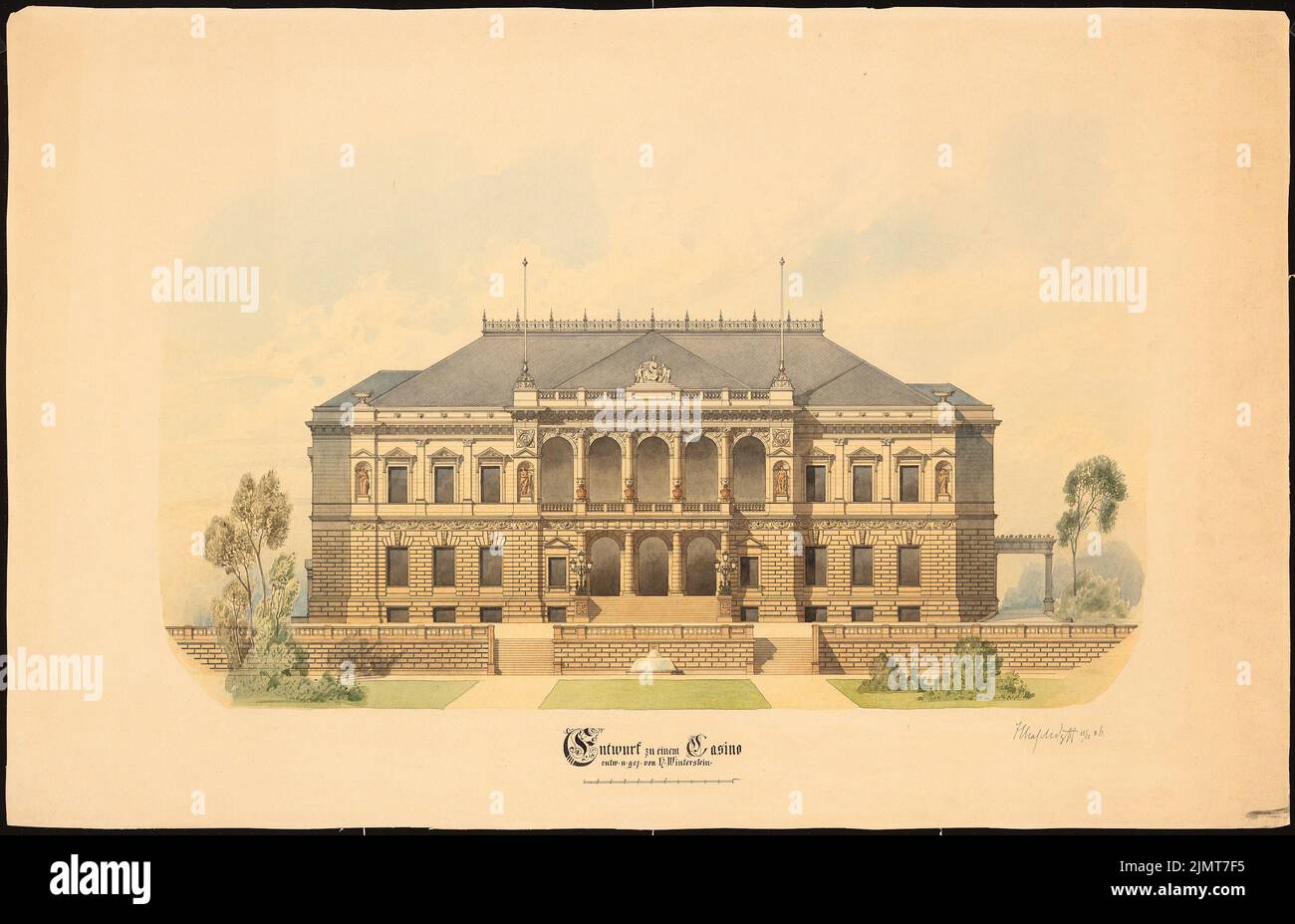 Winterstein Hans (1864-1934), Casino (1886-1886): Vue. Tuche aquarelle sur la boîte, 61,5 x 95,4 cm (y compris les bords de balayage) Winterstein Hans (1864-1934): Casino Banque D'Images