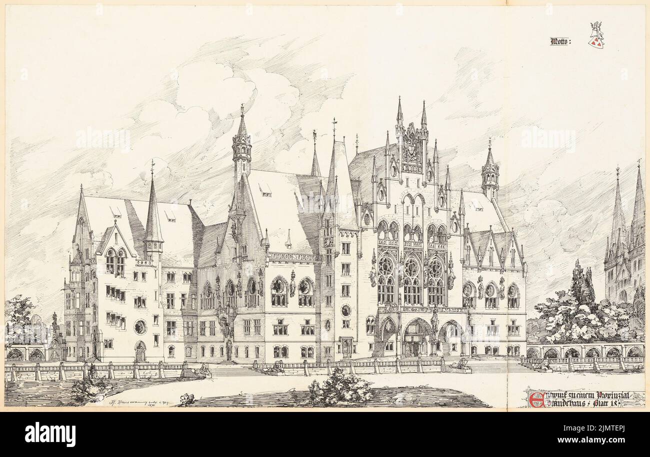 Hausmann Hans, sujet provincial. Concours Schinkel 1897 (1896): Perspective du Soleil. Encre sur carton, 47,2 x 74,6 cm (y compris les bords de balayage) Hausmann Hans : Provinzial-Ständehaus. Schinkelwettbewerb 1897 Banque D'Images