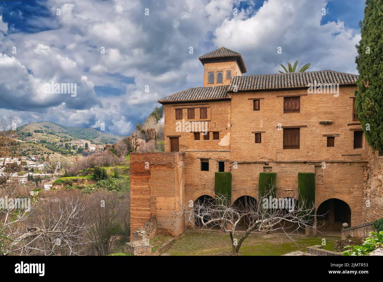 Tour des dames dans le palais de l'Alhambra, Grenade, Espagne Banque D'Images