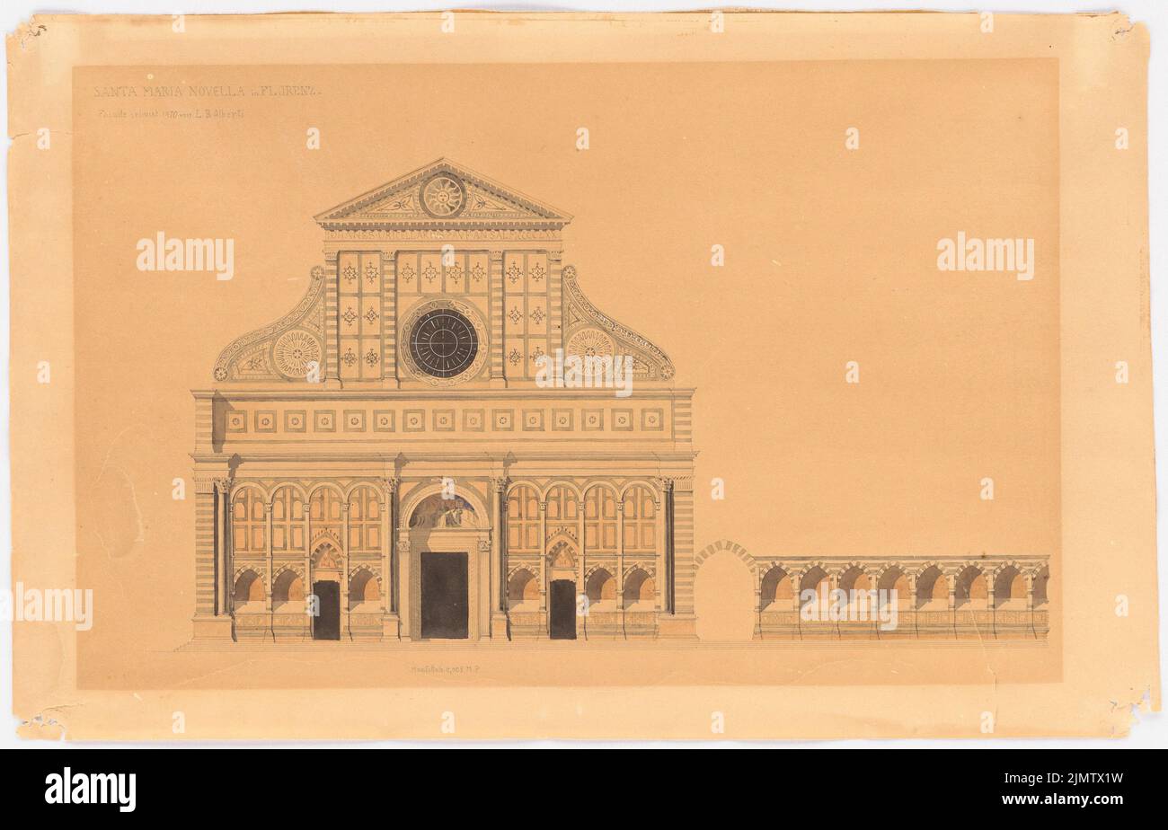 Schepcog Carl (1803-1885), S. Maria Novella à Florence (1835) : façade. Tusche aquarelle, blanche sur papier, 26,4 x 41,2 cm (y compris les bords de numérisation) Schepcog Carl (1803-1885): S. Maria Novella, Florenz Banque D'Images