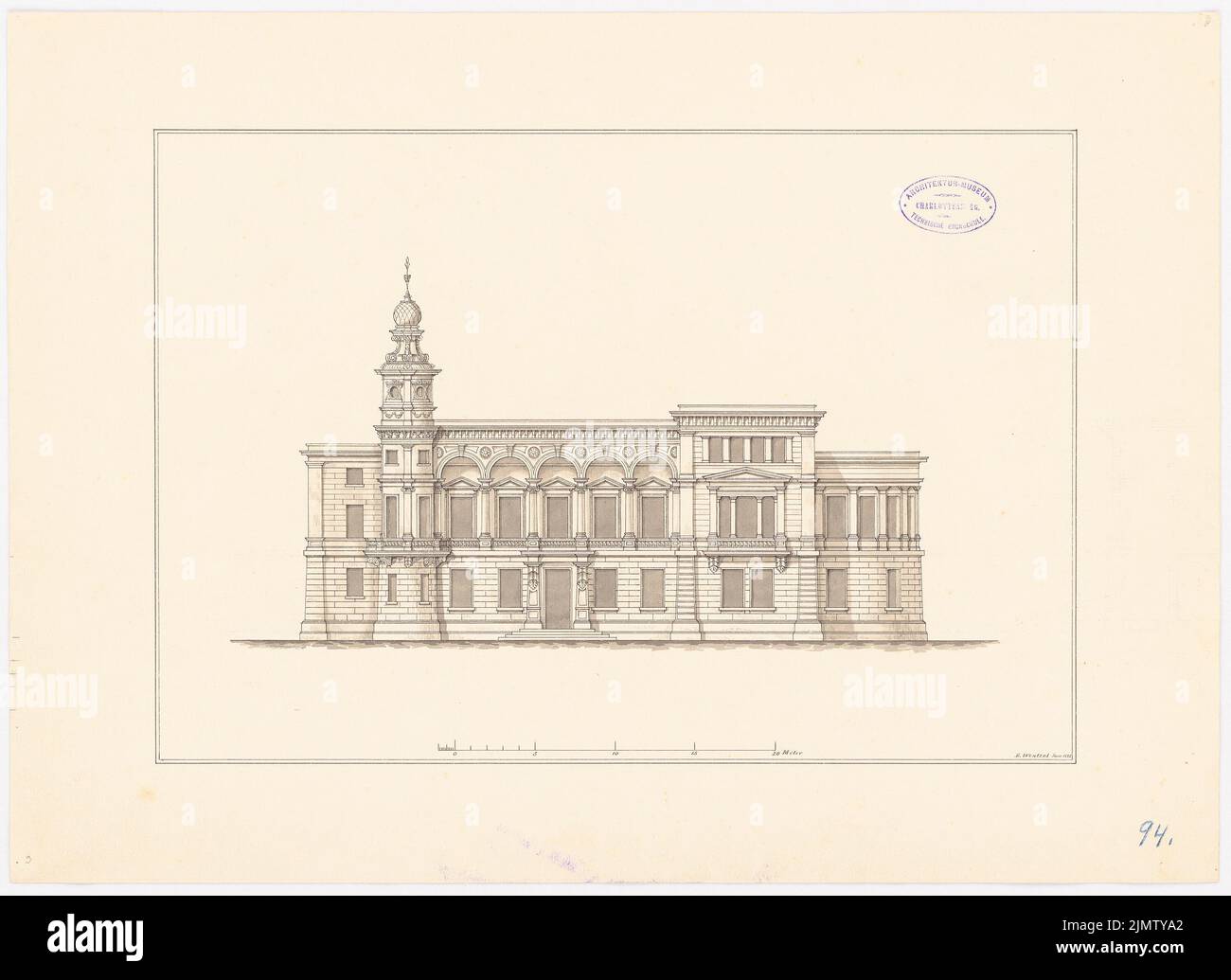 Wentzel Emil, Villa (01,1883): Vue. Tuche aquarelle sur la boîte, 41,5 x 57 cm (y compris les bords de balayage) Wentzel Emil : Villa Banque D'Images