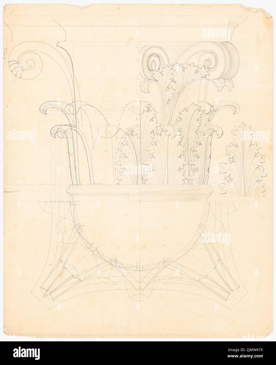 Vogel E., capitales (sans date): Voir. Encre, crayon, encre colorée sur carton, 56,9 x 46 cm (y compris Scan edges) Vogel E. : Kapitelle Banque D'Images