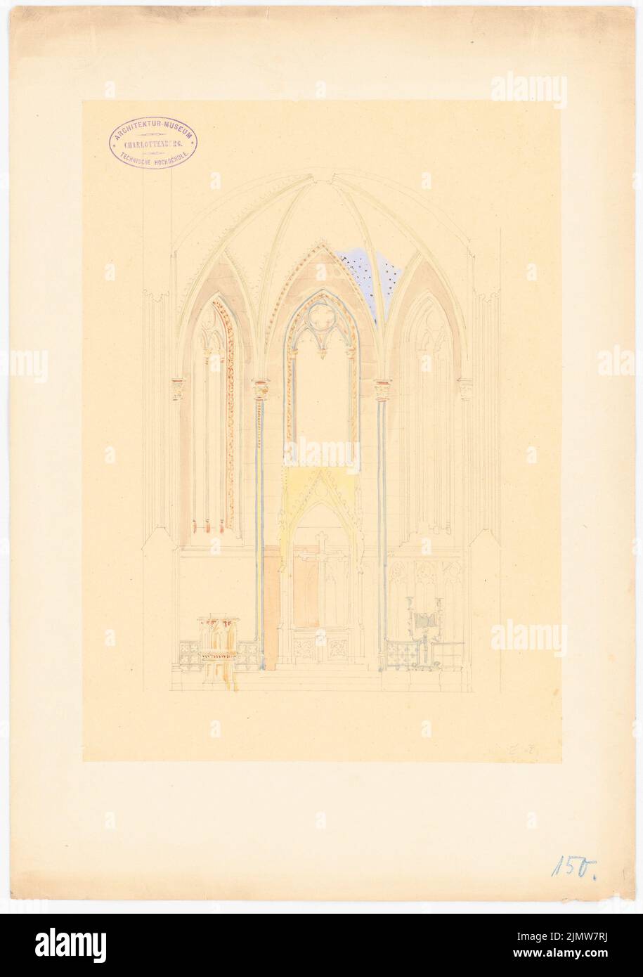 Architecte inconnu, sanctuaire (sans date): Vue. Crayon aquarelle sur un transparent sur le carton, 46,7 x 32,9 cm (y compris les bords de numérisation) N. : Altarraum Banque D'Images