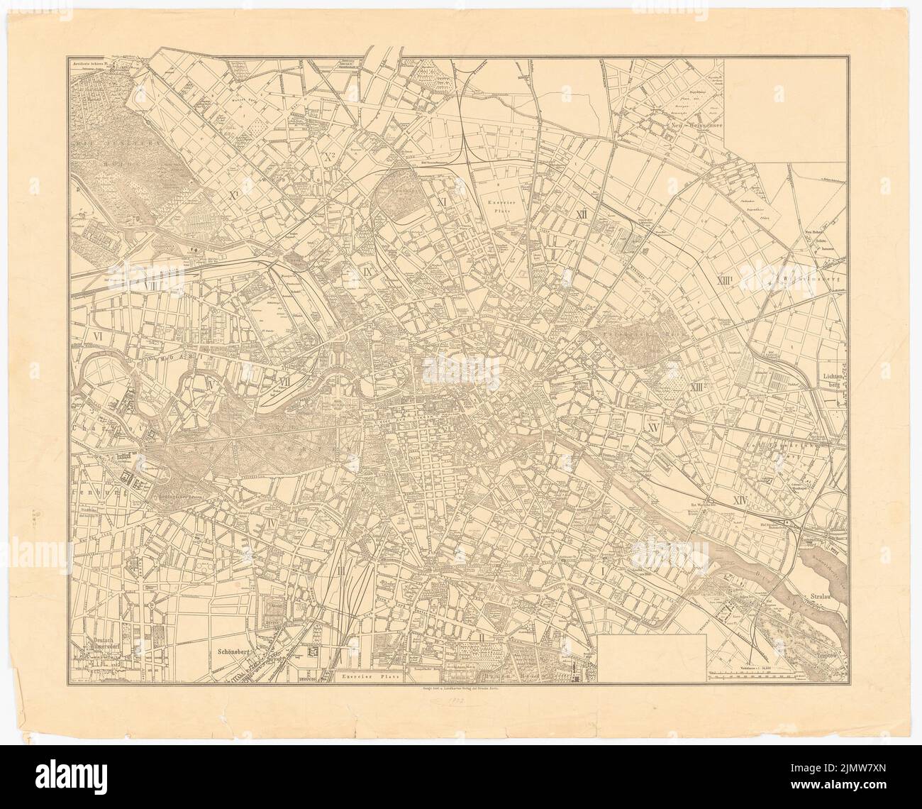 Auteur inconnu, plan de la ville de Berlin 1902 (1902): Plan de la ville 1: 14500. Lithographie sur papier, 72,2 x 89,3 cm (y compris les bords de numérisation) unbek. Verfasser : Stadtplan von Berlin 1902 Banque D'Images