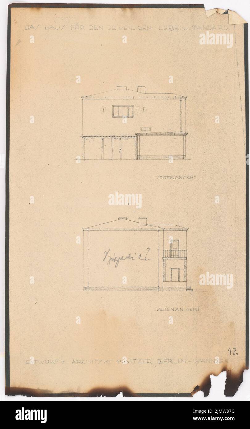 Punitzer Martin (1889-1949), la Maison pour le niveau de vie respectif (1928): Rissen 1: 100. Crayon, 42,7 x 26,6 cm (y compris les bords de balayage) Punitzer Martin (1889-1949): DAS Haus für den jeweiligen Lebensstandard Banque D'Images