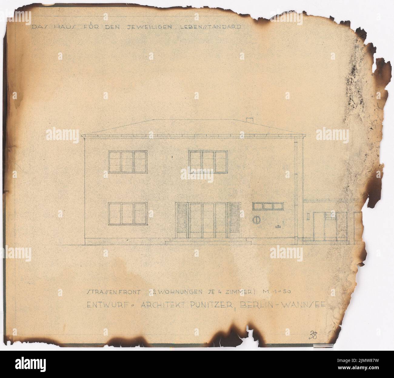 Punitzer Martin (1889-1949), la maison pour le niveau de vie respectif (1928): Rissen Road View 1:50. Matériau/technologie N.N. Capturé, 43 x 48,3 cm (y compris les bords de balayage) Punitzer Martin (1889-1949): DAS Haus für den jeweiligen Lebensstandard Banque D'Images