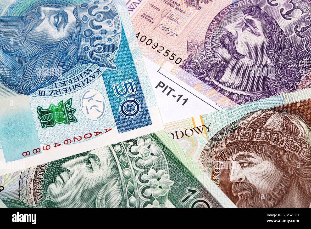Pologne déclaration de revenus dokuments avec argent - Zloty Banque D'Images