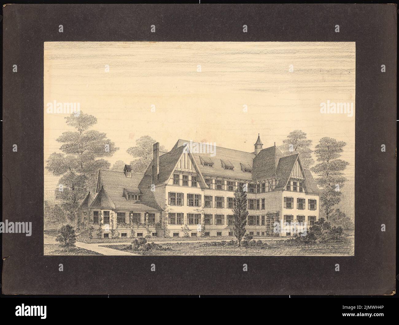 Guth Hermann (1851-1924), pas encore enregistré (sans date): Pas encore enregistré. Matériau/technologie N.N. Capturé, 49,5 x 66,2 cm (y compris les bords de balayage) Guth Hermann (1851-1924): Hospitalbau für die Rudolf-Hoenesche-Stiftung, Berlin-Westend Banque D'Images