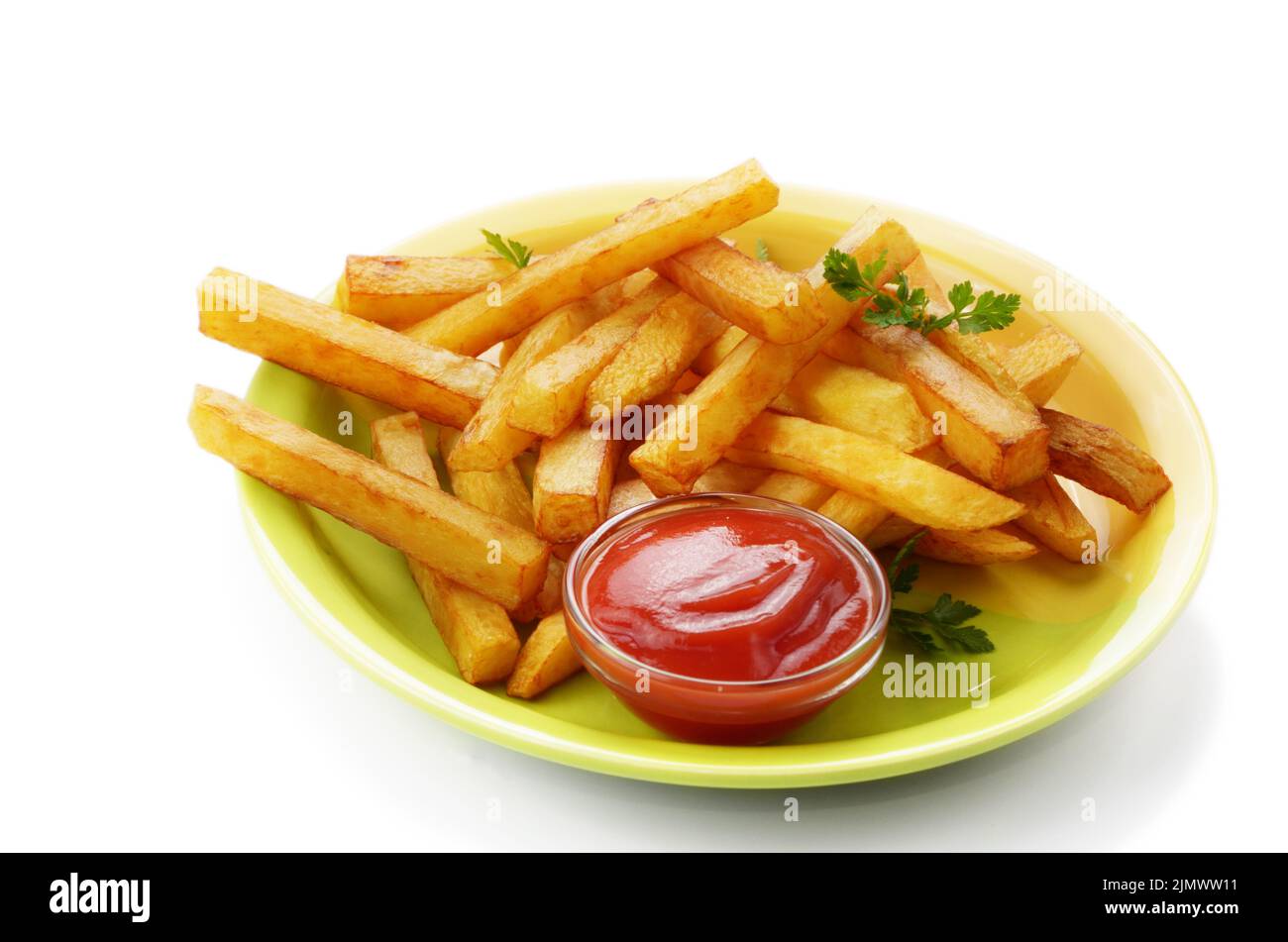 Les frites avec du ketchup Banque D'Images