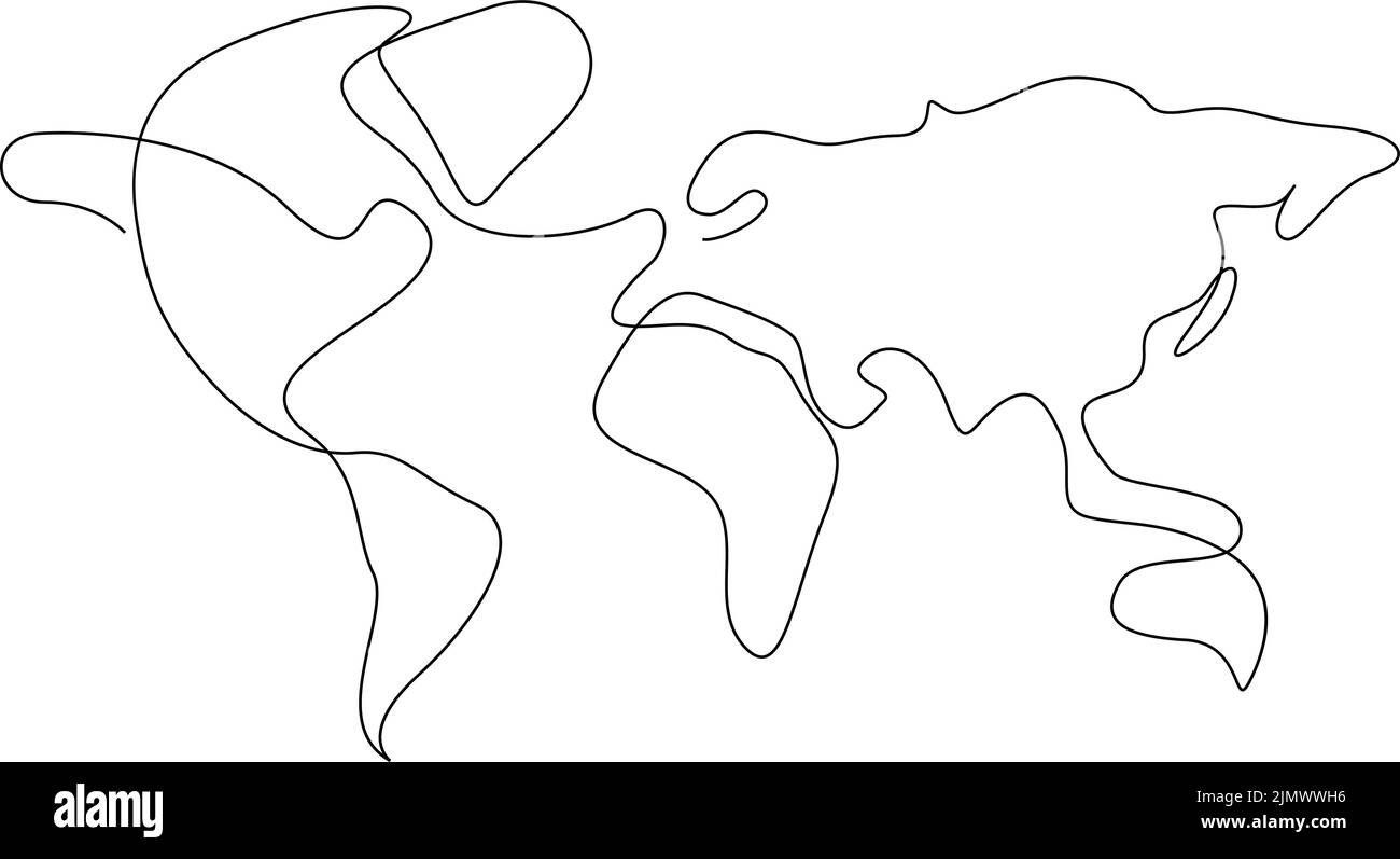 Carte du monde de style ligne unique. Vecteur de style minimaliste moderne simple Illustration de Vecteur