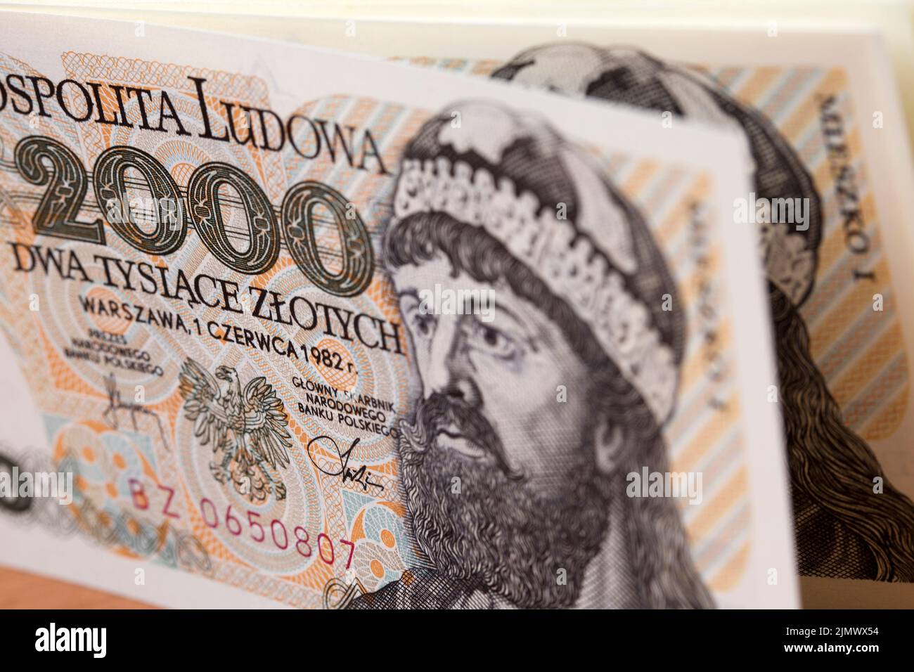 Old Polish Money - 2000 Zloty un contexte d'affaires Banque D'Images