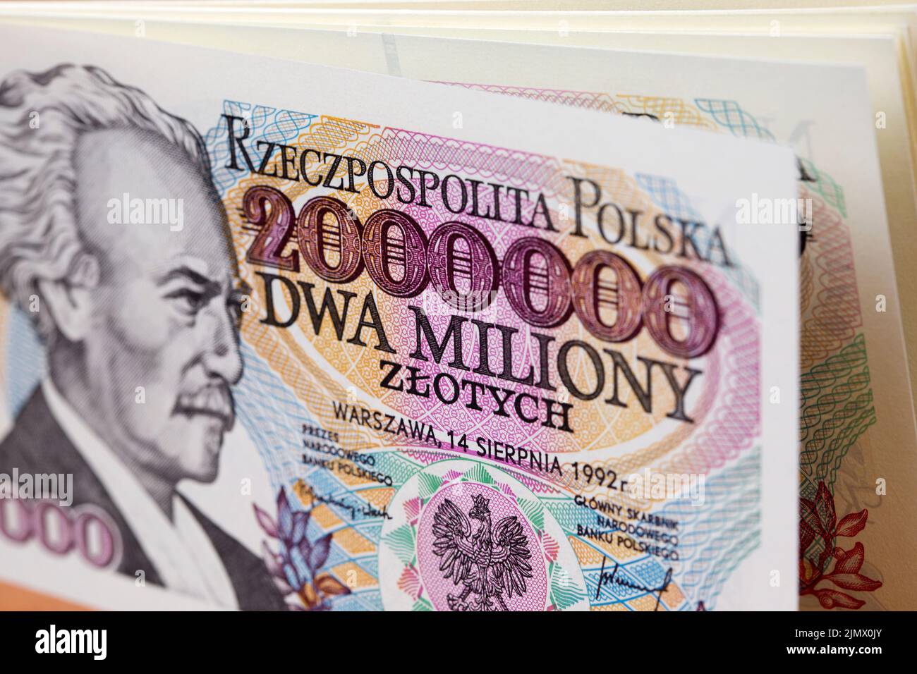 Vieux polonais argent - 2000000 Zloty un fond Banque D'Images