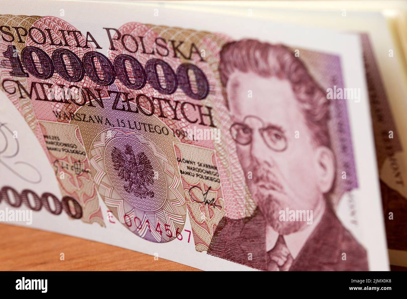 Vieux polonais argent - 1000000 Zloty un fond Banque D'Images