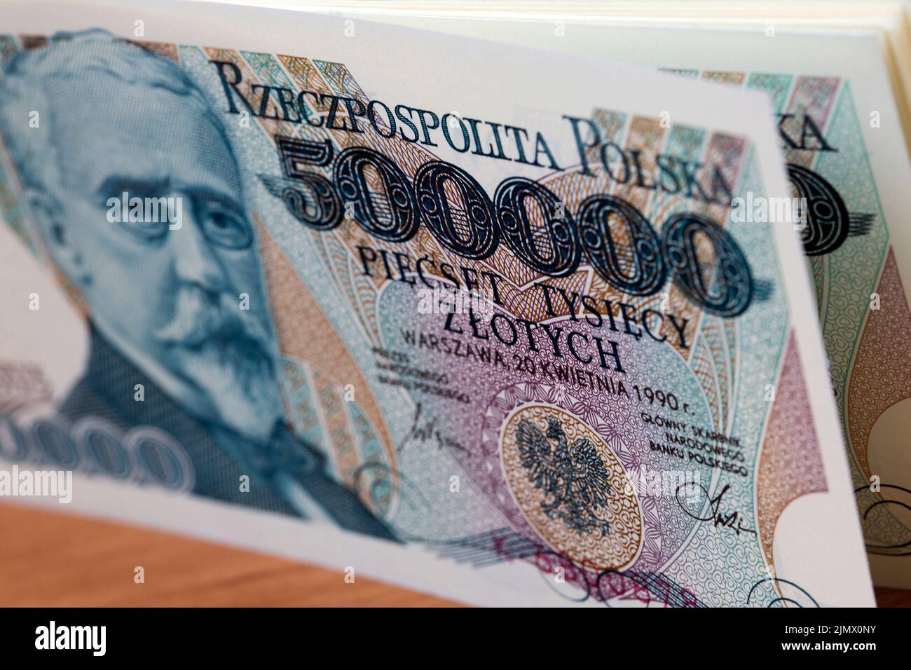 Vieux polonais argent - 500000 Zloty un fond Banque D'Images