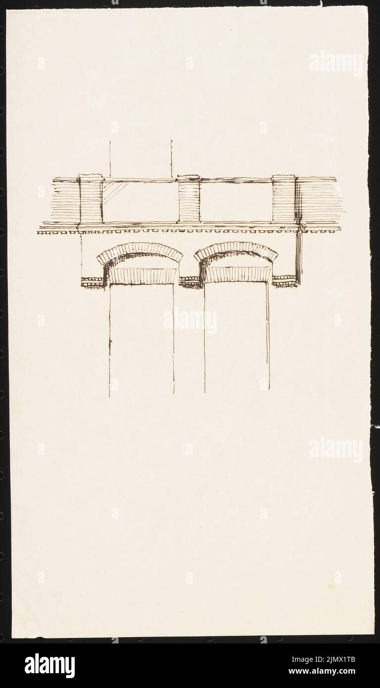 Quast Ferdinand von (1807-1877), détails de la façade (sans dat.) : dessus. Encre sur papier, 22,2 x 13,1 cm (y compris les bords de numérisation) Quast Ferdinand von (1807-1877): Fassadendetaails Banque D'Images