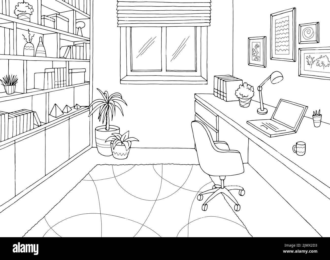 Dessin d'intérieur noir blanc à la maison dessin d'illustration vecteur Illustration de Vecteur