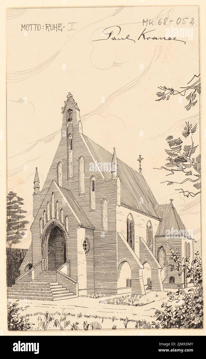 Krause Paul (né en 1875), chapelle de Barth. Concours mensuel Mai 1900 (05,1900): Perspective View. Encre sur carton, 23,6 x 14,5 cm (y compris les bords de numérisation) Krause Paul (geb. 1875): Grabkapelle, Barth. Monatskonkurrenz Mai 1900 Banque D'Images