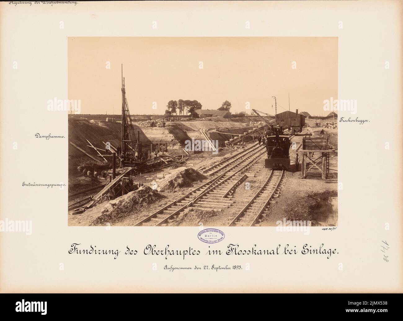 Architecte inconnu, régulation de la bouche de la Vistule (sans date): Vue. Photo sur carton, 43,3 x 59,5 cm (y compris les bords de numérisation) N.N. : Regulierung der Weichselmündung. Einlage, Einlage Banque D'Images