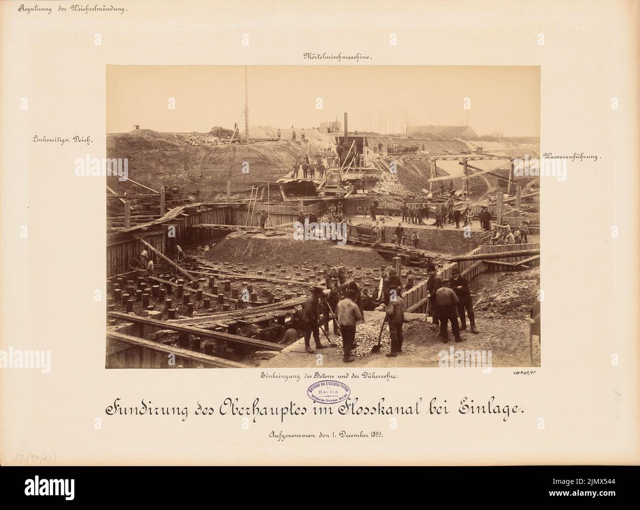 Architecte inconnu, régulation de la bouche de la Vistule (sans date): Vue. Photo sur carton, 43,2 x 59,3 cm (y compris les bords de numérisation) N.N. : Regulierung der Weichselmündung. Einlage, Einlage Banque D'Images