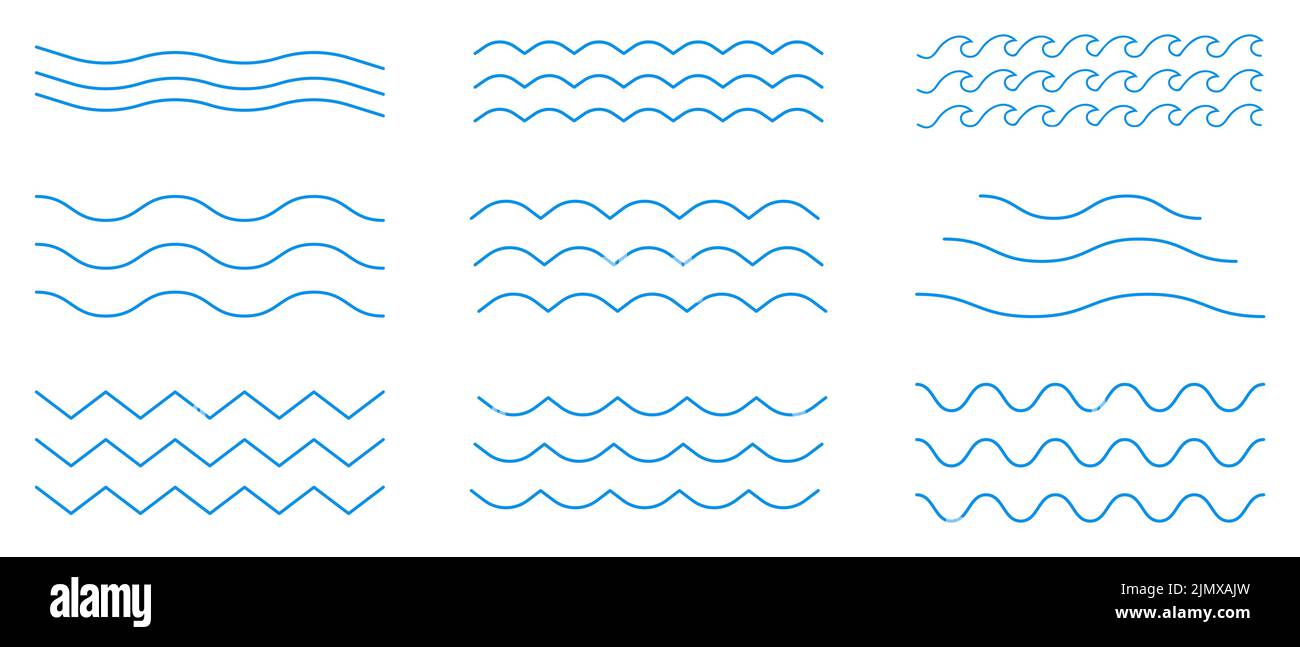 Vecteur d'icône d'onde d'eau. Logo du pack Wave art Line. Peut être utilisé pour la conception de votre site Web, votre logo, votre application, votre interface utilisateur. Illustration vectorielle, EPS10. Illustration de Vecteur