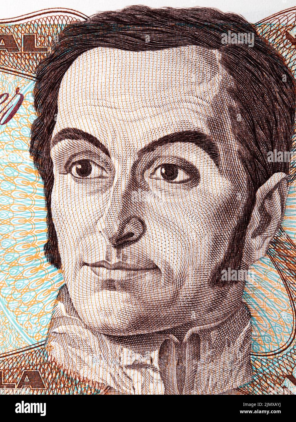 Portrait de Simon Bolivar vénézuélien ancien argent Banque D'Images