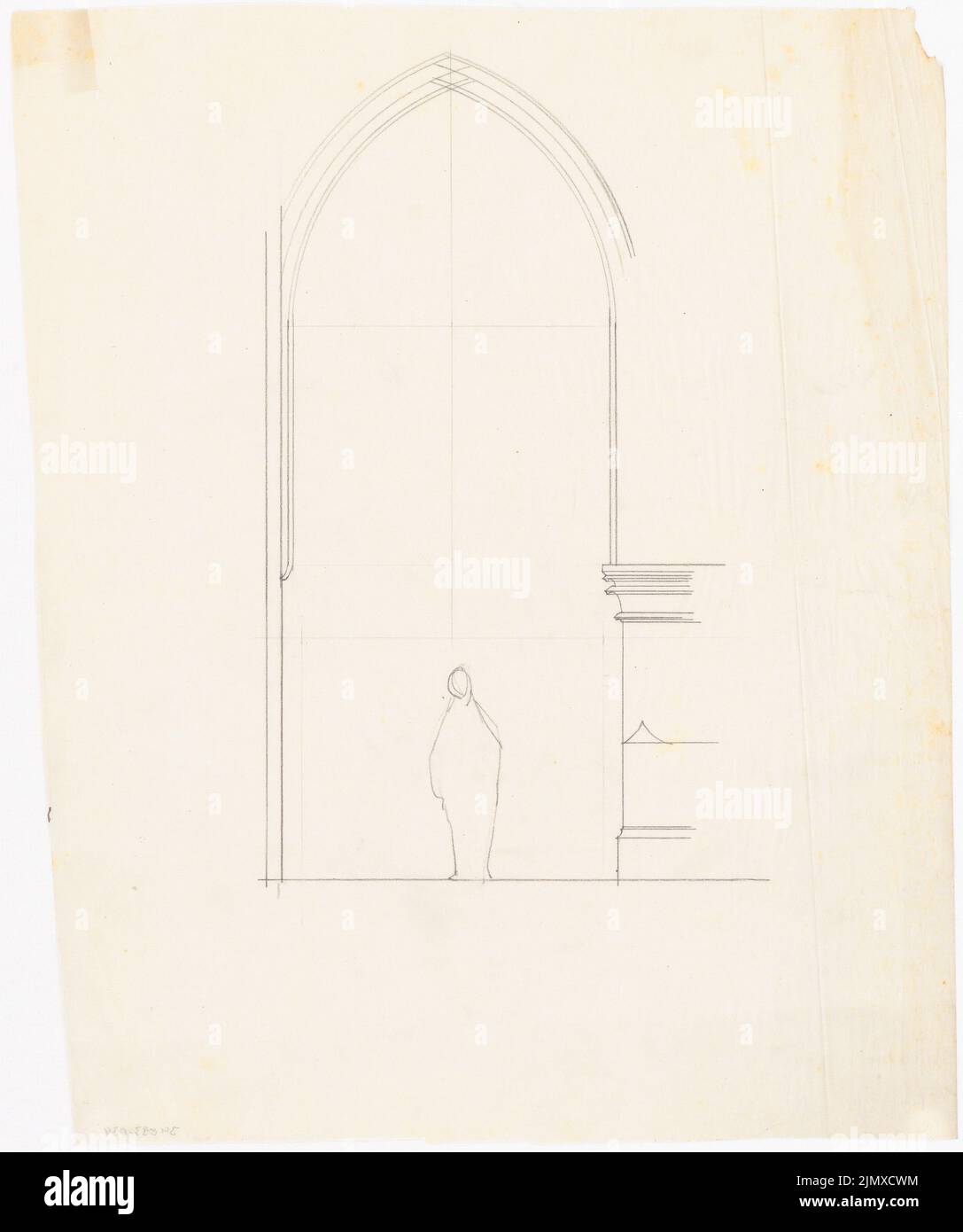 Klomp Johannes Franziskus (1865-1946), église de pèlerinage, Luxembourg (1910-1910) : croquis d'une arche de ceinture. Crayon sur transparent, 46,9 x 39,2 cm (y compris les bords de balayage) Klomp Johannes Franziskus (1865-1946): Wallfahrtskirche, Luxembourg Banque D'Images