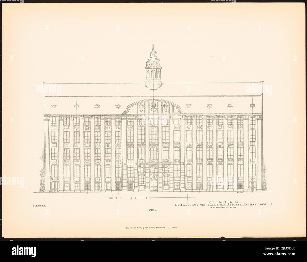 Messel Alfred (1853-1909), pas encore enregistré (env 1911): Pas encore enregistré (de: »Alfred Messel«, Berlin: Wasmuth 1912). Pression sur le papier, 41,2 x 52,6 cm (y compris les bords de numérisation) Messel Alfred (1853-1909): AEG-Hauptverwaltungsgebäude, Berlin. (AUS : Alfred Messel, 1912) Banque D'Images