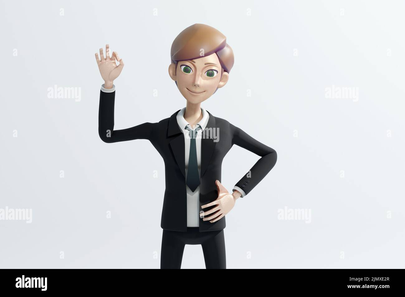 3D Illustration. 3D Rendering , homme d'affaires avec signe OK Banque D'Images