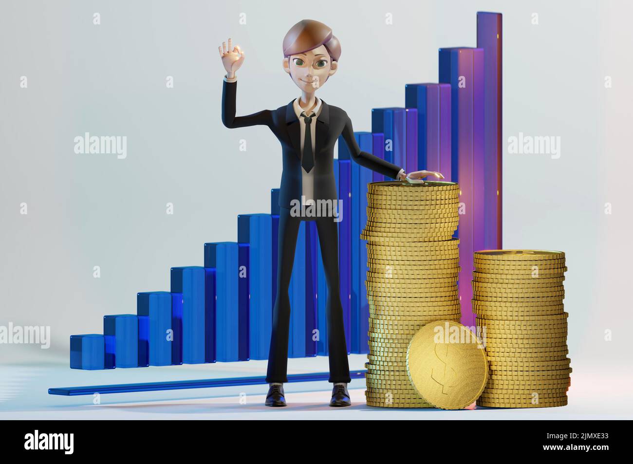 La bussiness a fait un excellent travail . Bureau de conception et d'analyse de l'infographie et gagner de l'argent. Banque D'Images