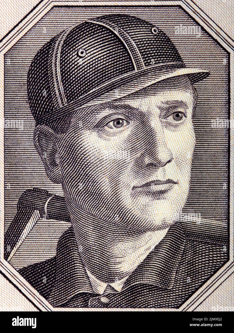 Portrait d'un mineur de vieille d'origine polonaise Banque D'Images