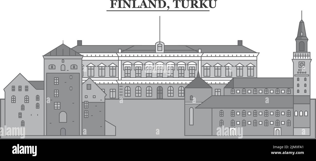 Finlande, Turku ville horizon isolé illustration vectorielle, icônes Illustration de Vecteur