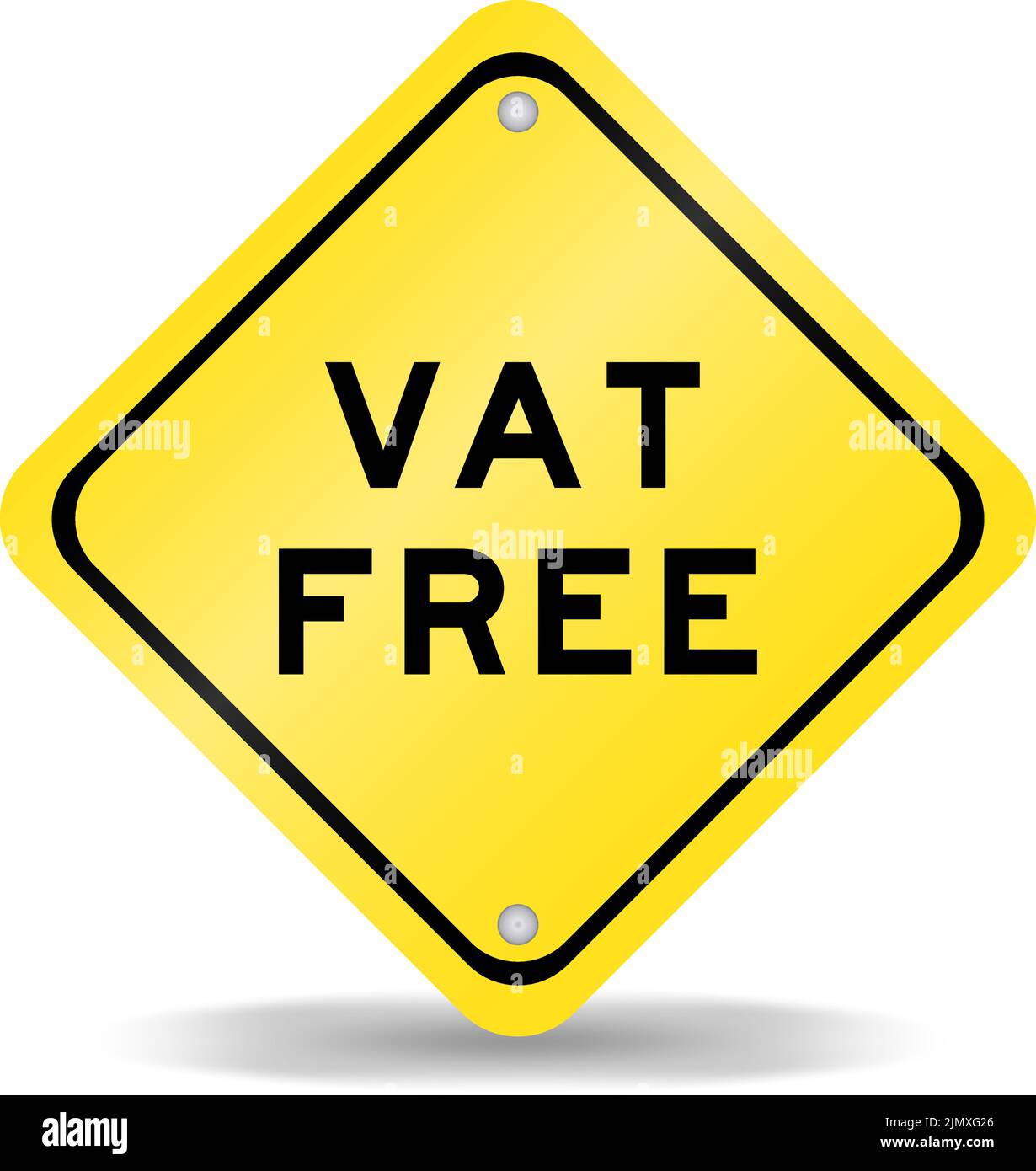 Signe de transport de couleur jaune avec le mot VAT (abréviation de taxe sur la valeur ajoutée) libre sur fond blanc Illustration de Vecteur