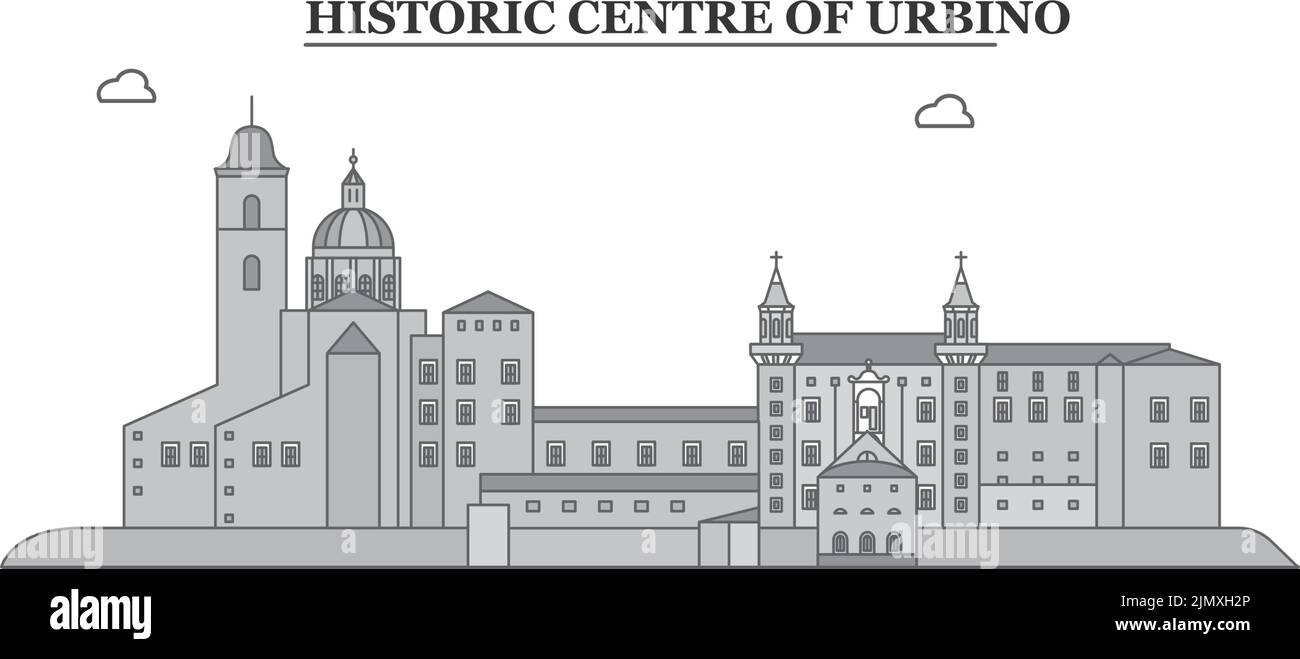 Italie, Urbino ville horizon isolé illustration vectorielle, icônes Illustration de Vecteur