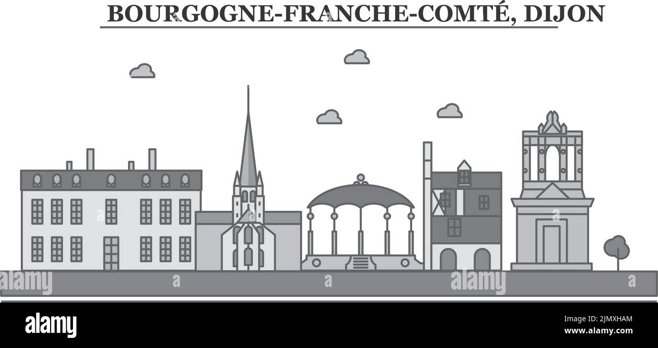 France, ville de Dijon illustration vectorielle isolée, icônes Illustration de Vecteur