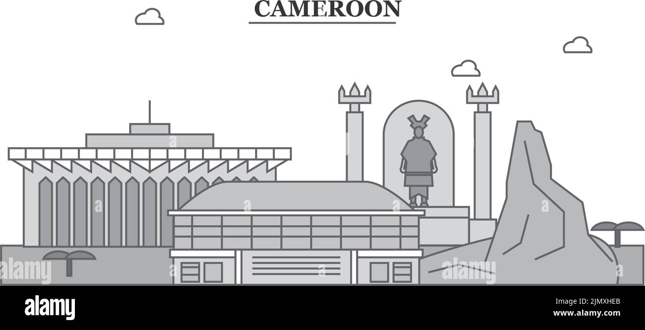 Illustration vectorielle isolée de la ville du Cameroun, icônes Illustration de Vecteur
