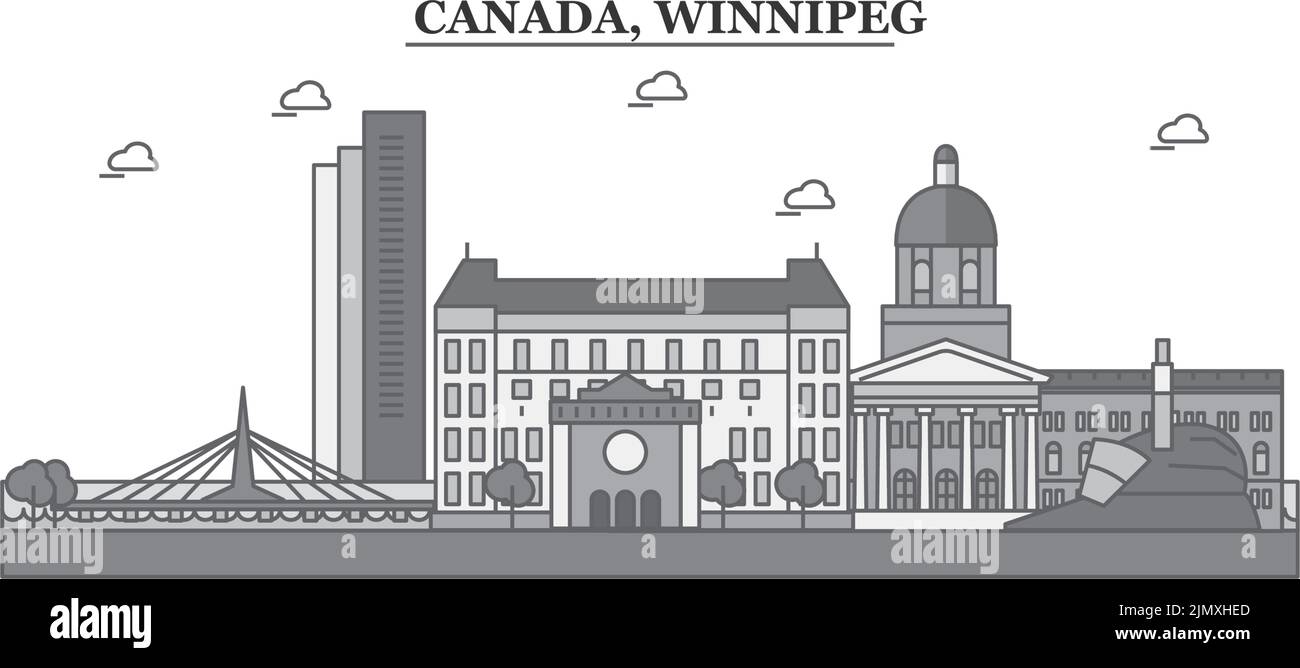 Canada, Winnipeg ville Skyline illustration vectorielle isolée, icônes Illustration de Vecteur