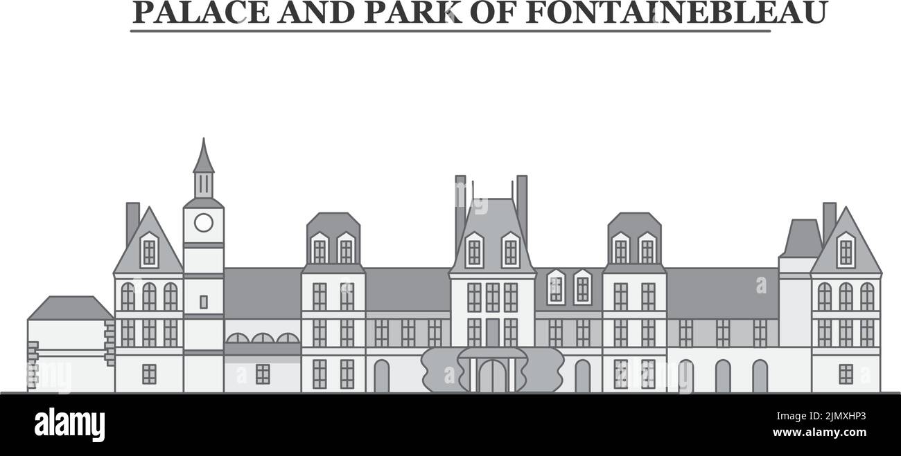France, ville de Fontainebleau, illustration vectorielle isolée, icônes Illustration de Vecteur