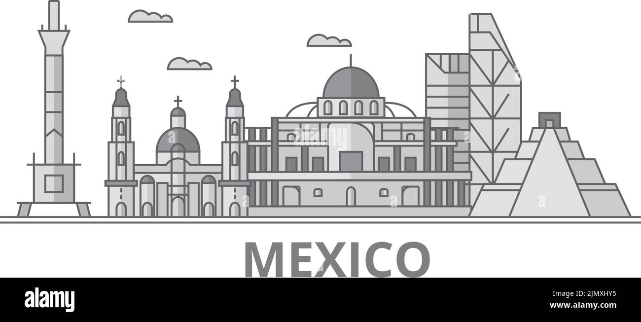 Mexique, Mexico City Skyline illustration vectorielle isolée, icônes Illustration de Vecteur