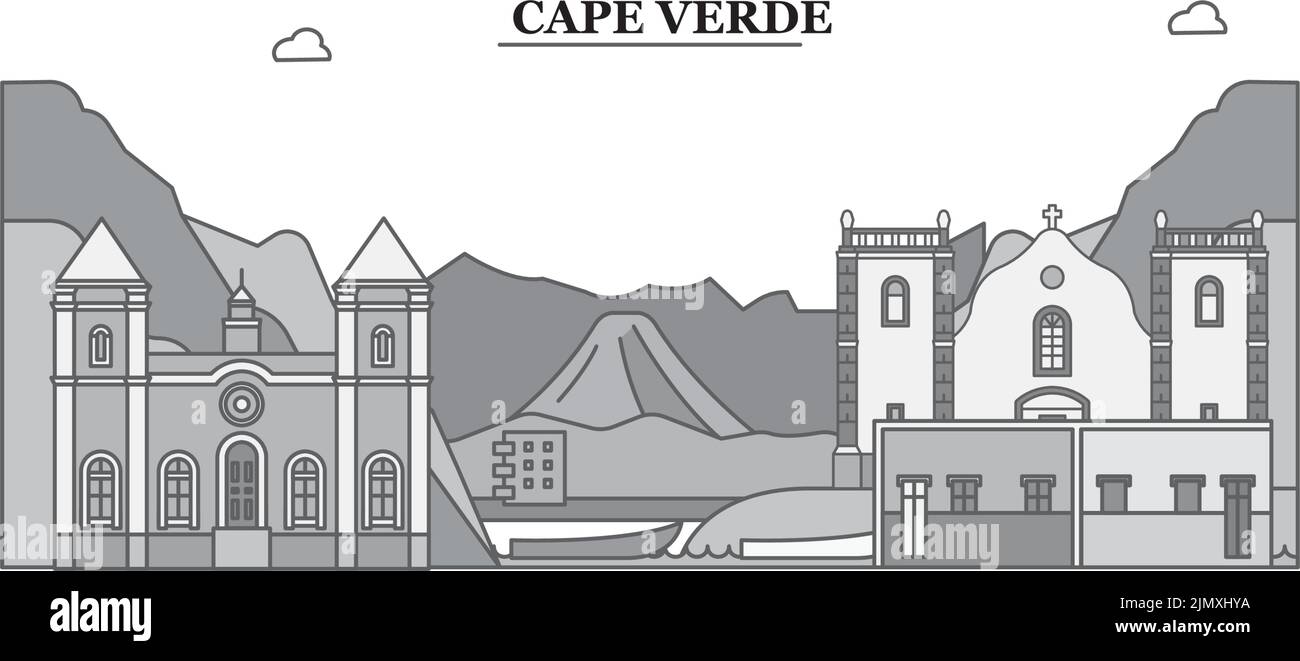 Horizon de la ville du Cap-Vert illustration vectorielle isolée, icônes Illustration de Vecteur
