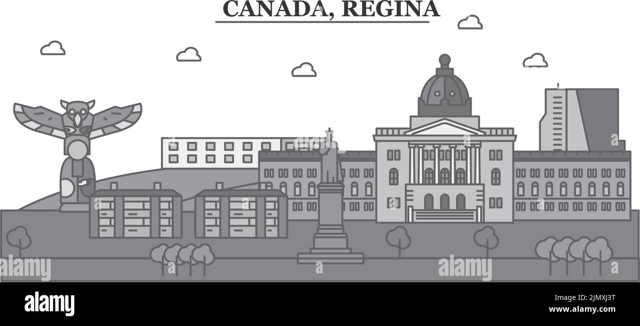 Canada, Regina ville Skyline illustration vectorielle isolée, icônes Illustration de Vecteur