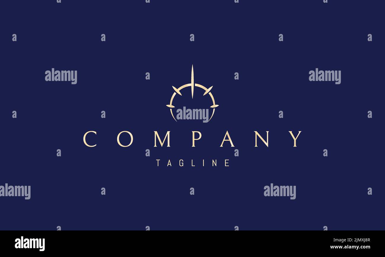 Logo vectoriel doré sur lequel est affichée une image abstraite d'une éclipse aux rayons de lumière. Illustration de Vecteur