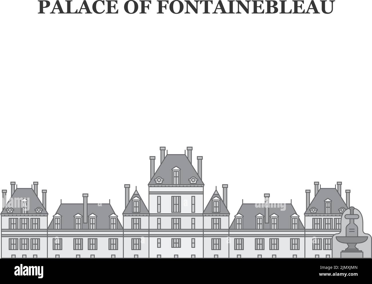 France, Fontainebleau Landmark ville Skyline illustration vectorielle isolée, icônes Illustration de Vecteur