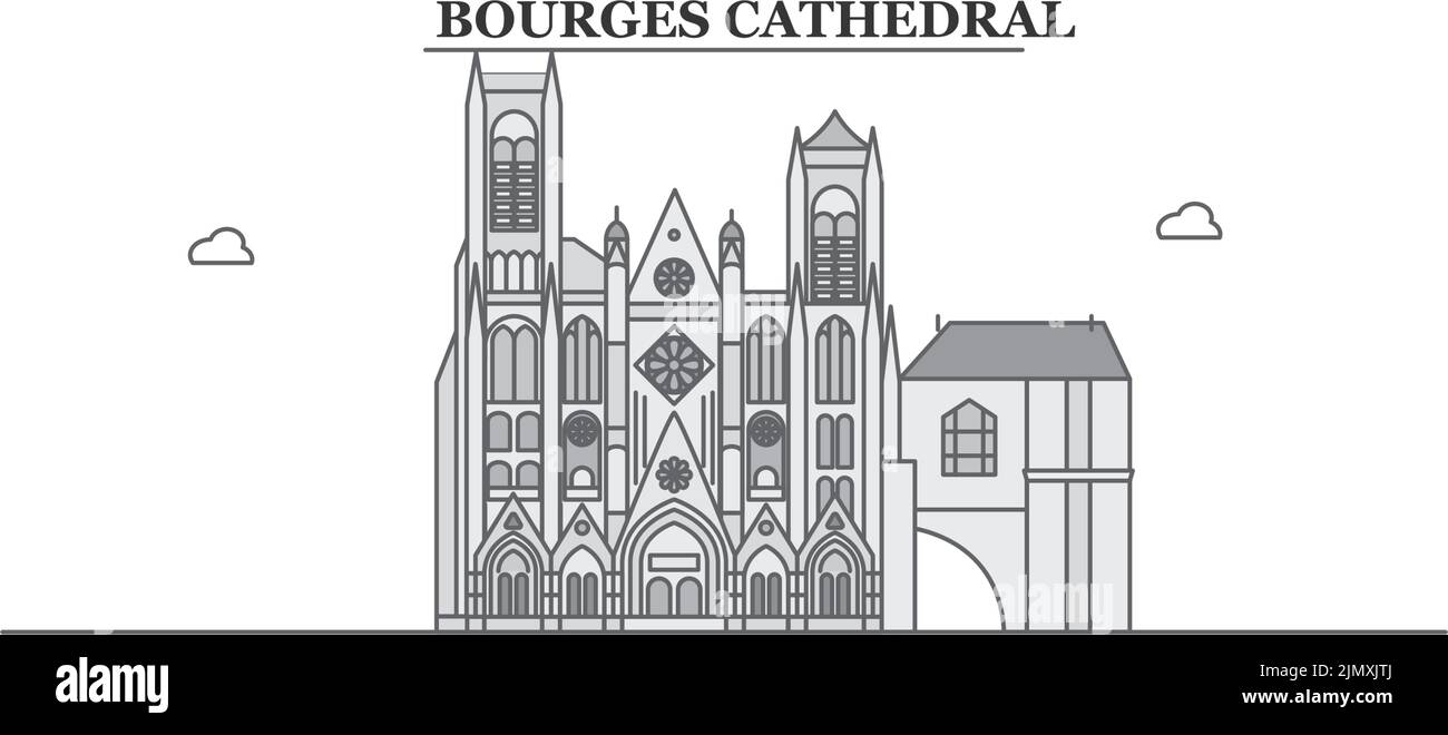 France, ville de Bourges, illustration vectorielle isolée, icônes Illustration de Vecteur