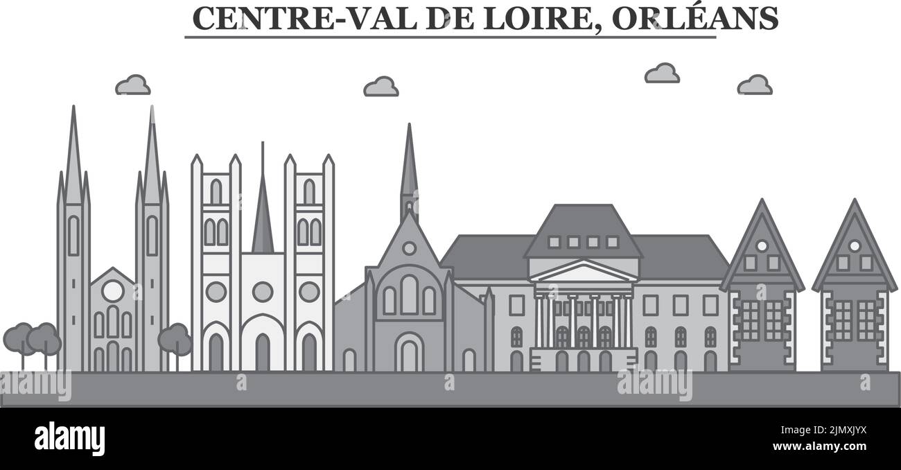 France, ville d'Orléans, illustration vectorielle isolée, icônes Illustration de Vecteur