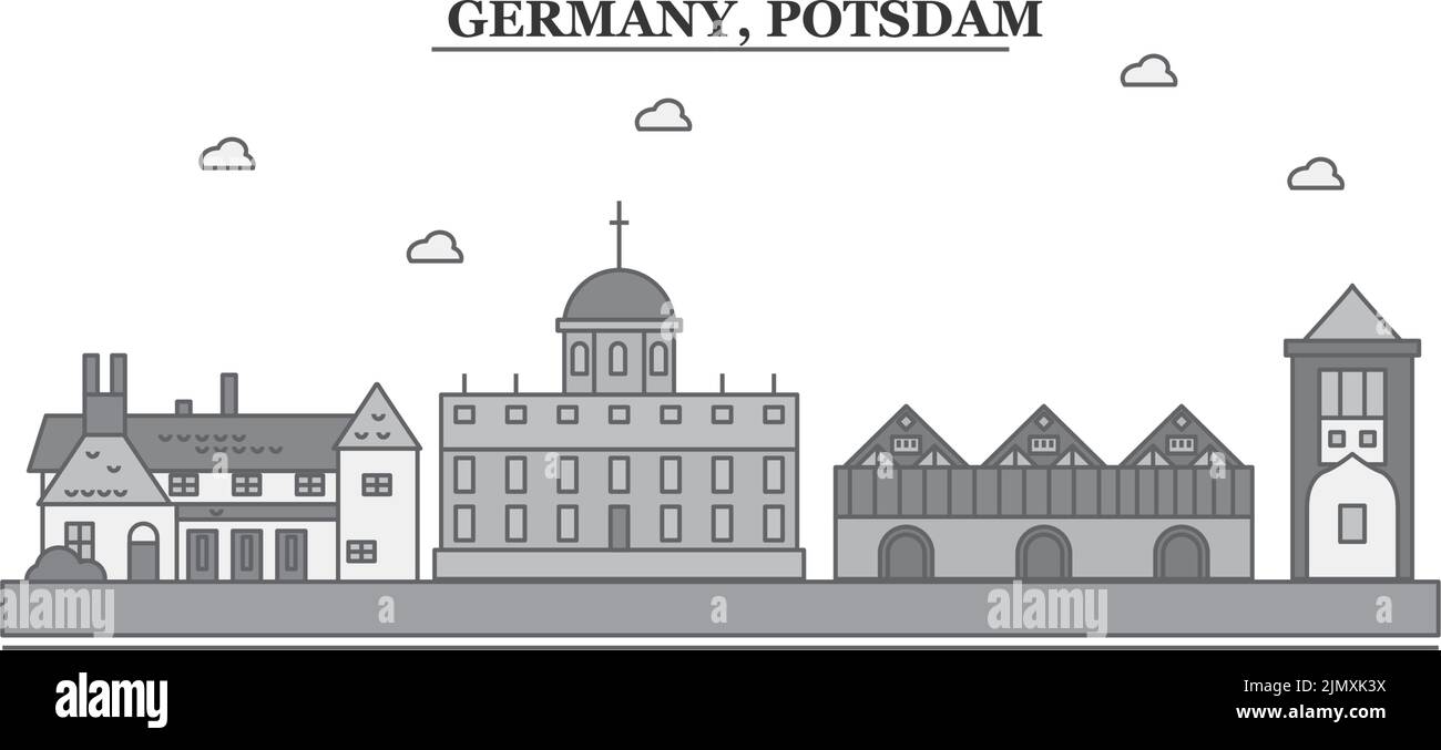 Allemagne, ville de Potsdam, illustration vectorielle isolée, icônes Illustration de Vecteur