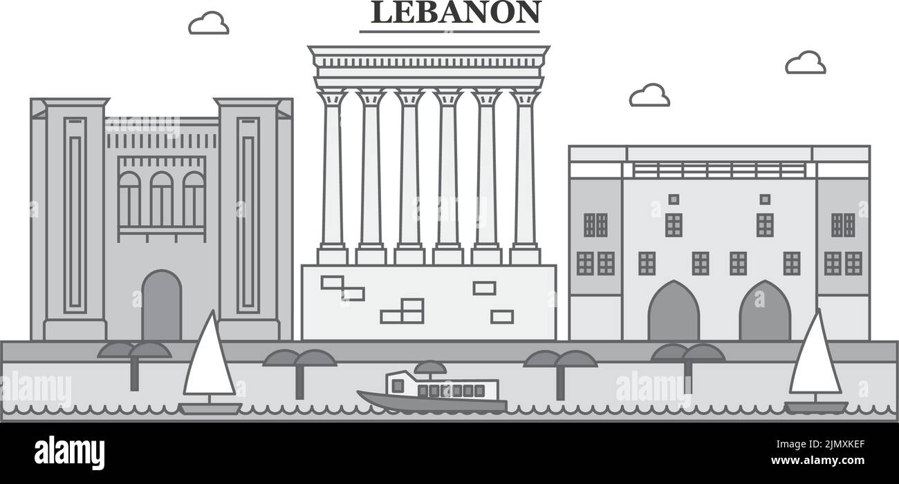 Illustration vectorielle isolée de la ville du Liban, icônes Illustration de Vecteur
