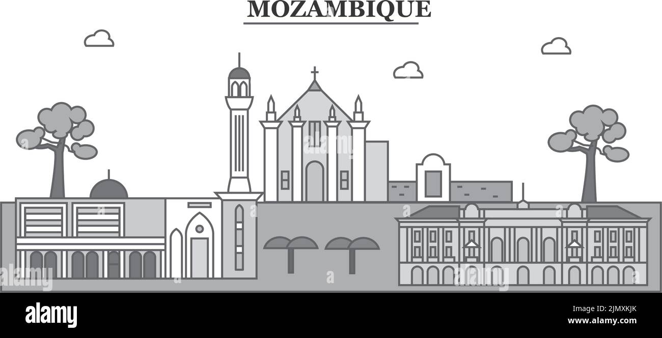 Illustration vectorielle isolée de la ville du Mozambique, icônes Illustration de Vecteur