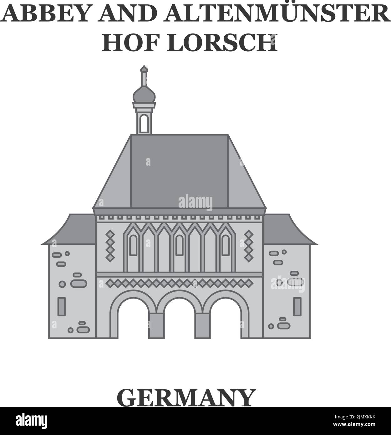 Allemagne, horizon de la ville de Lorsch illustration vectorielle isolée, icônes Illustration de Vecteur