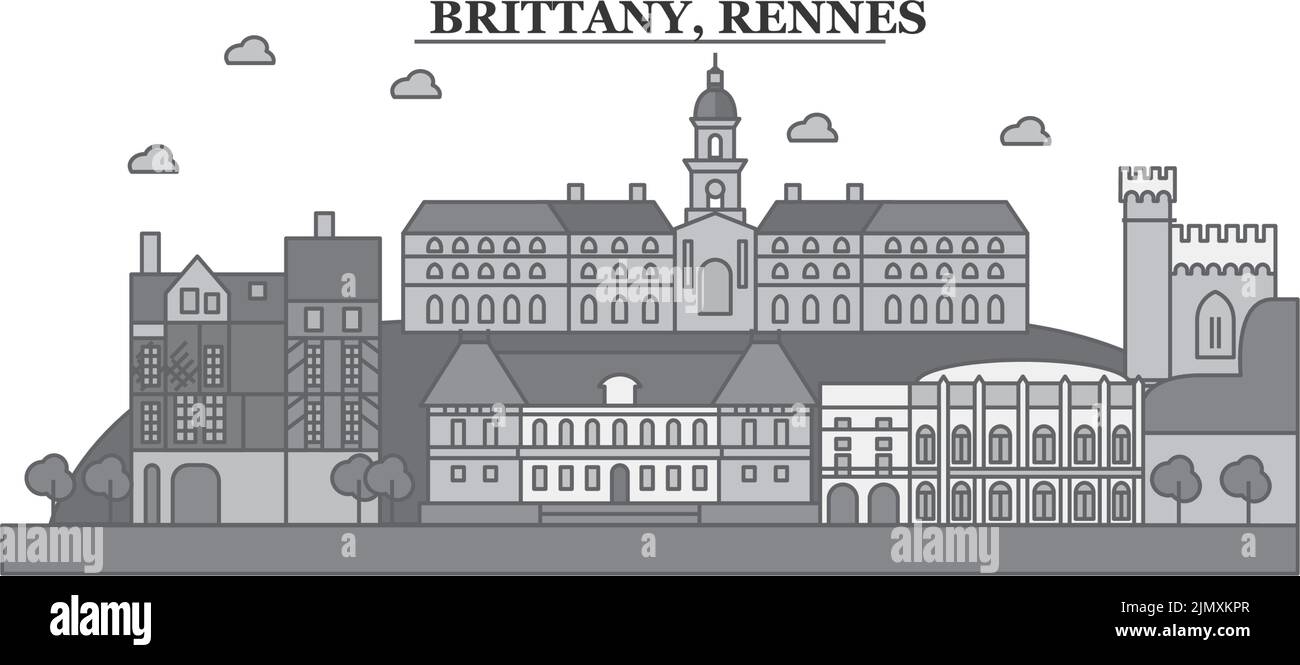 France, ville de Rennes, illustration vectorielle isolée, icônes Illustration de Vecteur